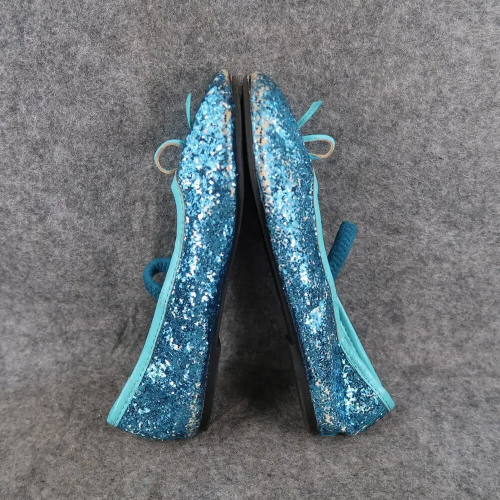 Chasing Fireflies Shoes Kids 2 Ballet Flats Elastic Strap Slip On Blue Glitter